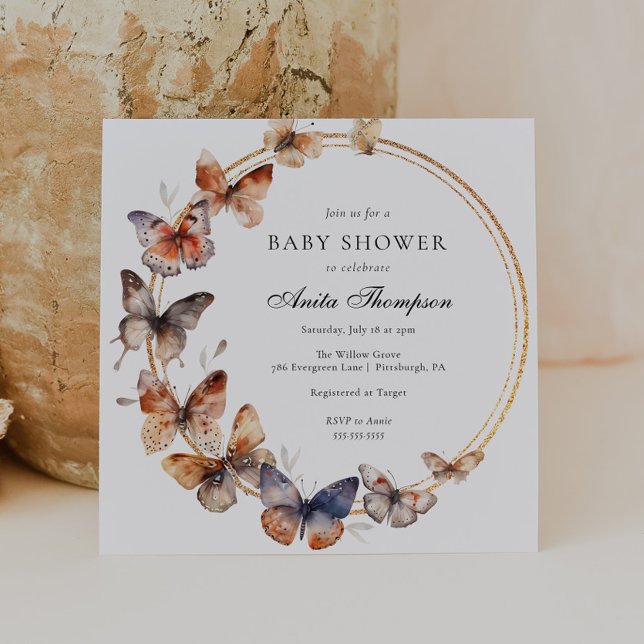 Boho Butterfly Baby Dusche Einladung (Von Creator hochgeladen)
