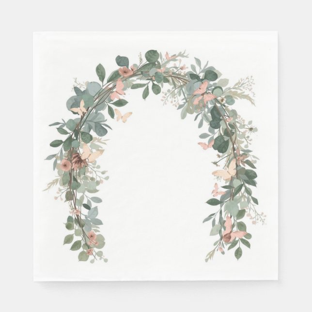 Boho Butterfly Baby Sprinkle Napkins Eucalyptus Serviette (Vorderseite)