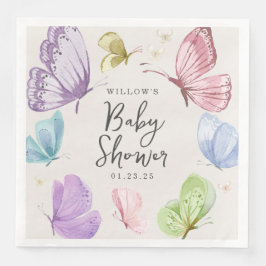 Boho Butterfly Babydusche 18 cm Papier Napkins Serviette