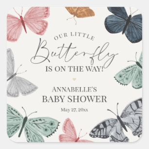 Boho Butterfly Babydusche Einladung Umschlag Quadratischer Aufkleber
