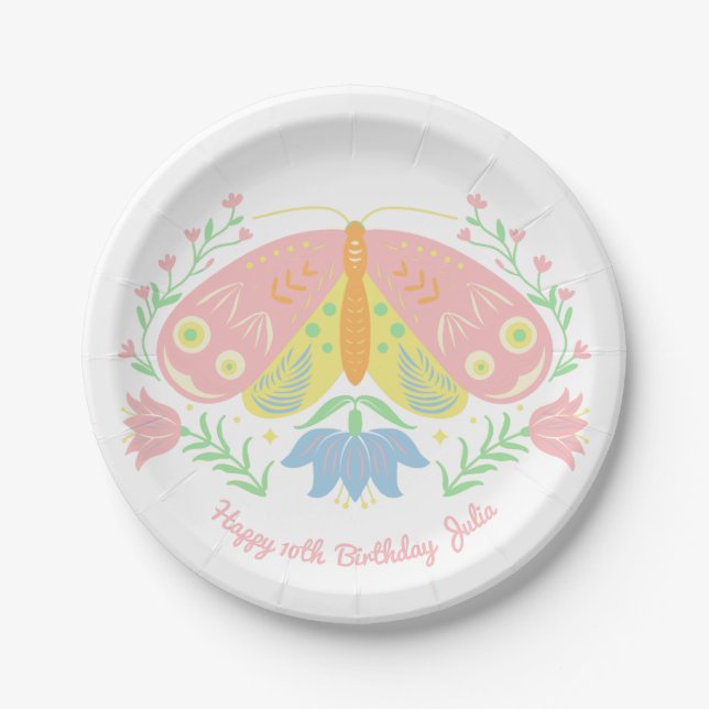 Boho Butterfly Birthday Paper Teller (Vorderseite)