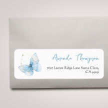 Boho Butterfly Blue Floral Boy Baby Shower Address