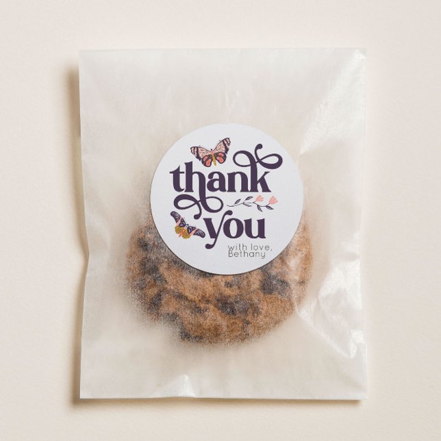 Boho Butterfly Danke Runder Aufkleber (Von Creator hochgeladen)