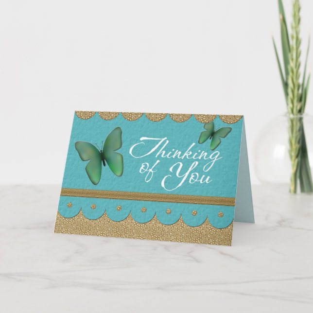Boho Butterfly Denken Sie an Handmade Look Note Karte (Vorderseite)