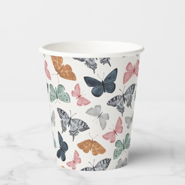 Boho Butterfly Dusche Party Geschirr Geschirr Cup Pappbecher (Vorderseite)