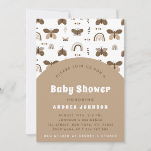Boho Butterfly Earthy Rainbow Neutral Baby Shower Einladung