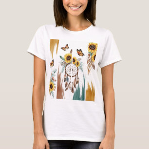 Boho Butterfly Feather Dreamcatcher T - Shirt Ro