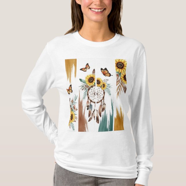 Boho Butterfly Feather Dreamcatcher T - Shirt | Ro (Vorderseite)