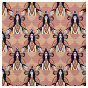 Boho Butterfly Goddess Retro Earth Tones Stoff