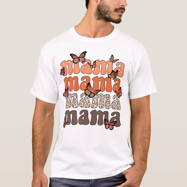 Boho Butterfly Mama Stacked Typography Graphic T-Shirt (Vorderseite)