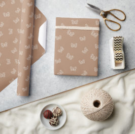 Boho Butterfly Modern Baby Girl Neutral Tan Brown Geschenkpapier