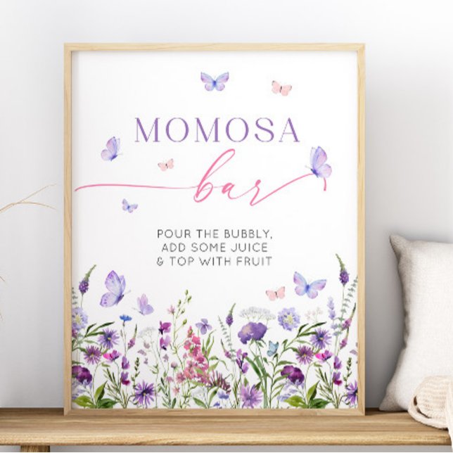 Boho Butterfly Wildblume Baby Dusche Momosa Bar Poster (Boho Butterfly Wildflower Baby Shower Momosa Bar Poster)