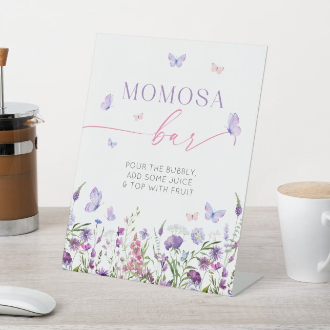 Boho Butterfly Wildblume Baby Dusche Momosa Bar Sockelschild (In SItu)