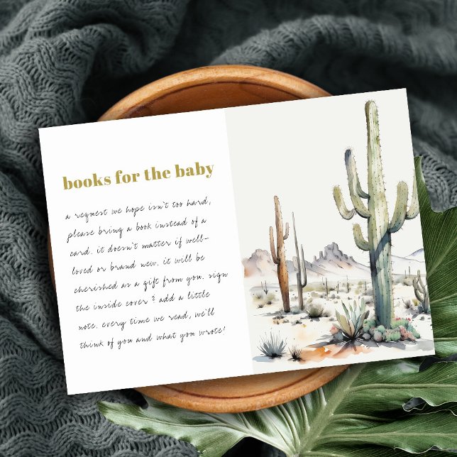 Boho Cacti Wüste Landschaftsbücher für Babydusche Begleitkarte (Von Creator hochgeladen)