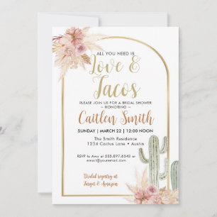 Boho Cactus Amour et Tacos Invitation Fête des mar