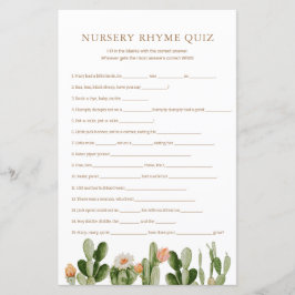 Boho Cactus Baby Shower Kinderzimmer Rhyme Quiz