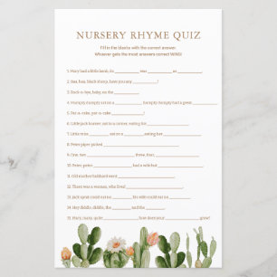 Boho Cactus Baby Shower Kinderzimmer Rhyme Quiz