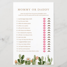 Boho Cactus Baby Shower Mommy oder Daddy Game