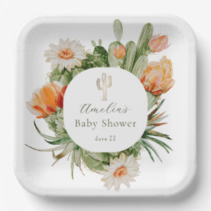 Boho Cactus Baby Shower Pappteller