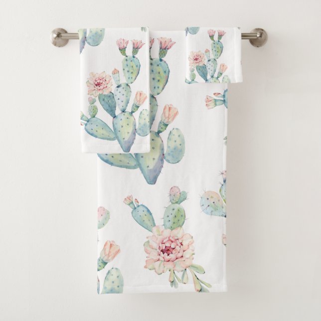 Boho Cactus Blossom Pattern Badhandtuch Set (Insitu)
