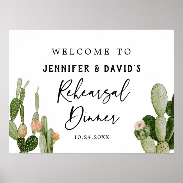 Boho Cactus Desert Probe Dinner Welcome Poster (Vorne)