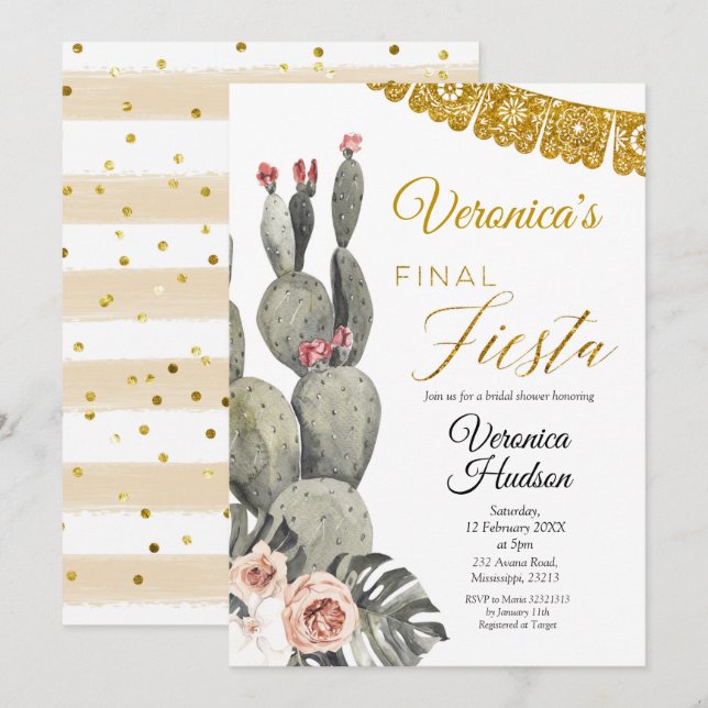 Boho Cactus Finale Fiesta Bridal Show Invitation (Devant / Derrière)
