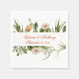 Boho Cactus Floral Rustic Serviette