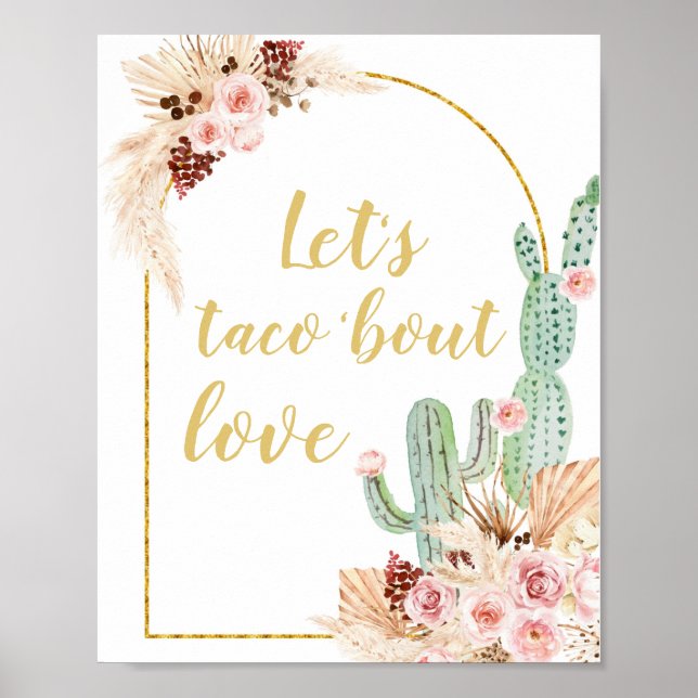 Boho Cactus Let's taco 'über Liebe Brautparty Poster (Vorne)