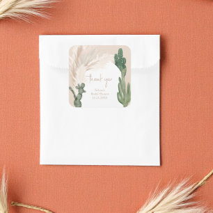 Boho cactus pampas arch desert Brautparty Quadratischer Aufkleber