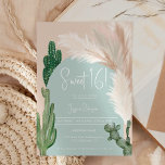 Boho cactus pampas arch green earth tone Sweet 16 Einladung<br><div class="desc">Tropische Boho Wüste grüne Kaktus und Pampas Gras Sweet 16 Geburtstagsparty laden mit wildem Kakteen,  Pampas Aquarell,  Bogen geformt mit gedämpften Erdtönen mit hellbeige und Terracotta Farben mit staubigen grünen Bogen ein.</div>