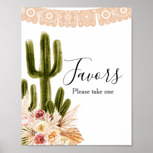 Boho Cactus Pink Blume Pampas Grass Gefälligkeitsz Poster
