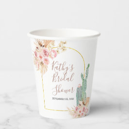 Boho Cactus Pink Blume Whitepaper Cups Pappbecher