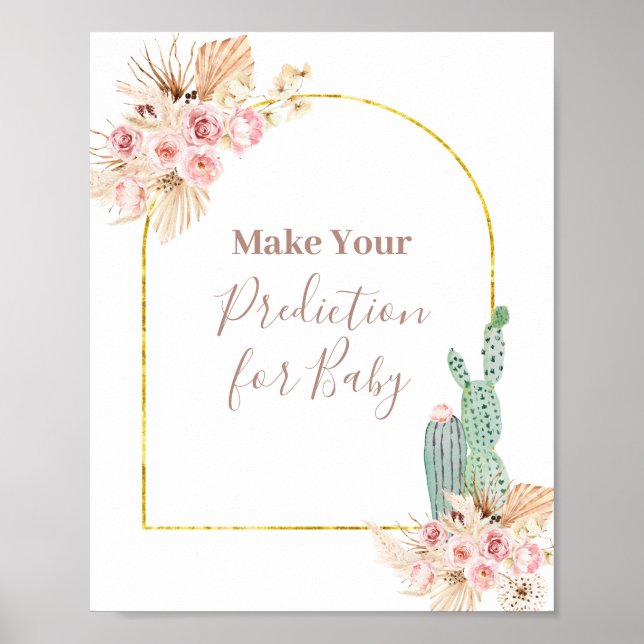 Boho Cactus Prédictions florales pour bébé Poster (Devant)