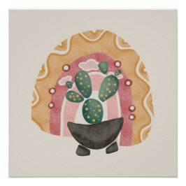 Boho Cactus Rainbow: Vibrant Wüste Vibes Poster