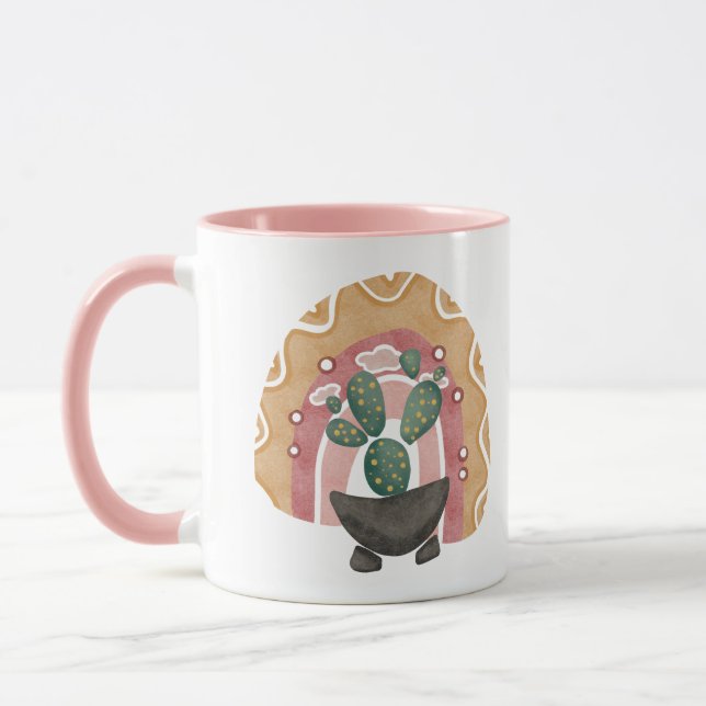 Boho Cactus Rainbow: Vibrant Wüste Vibes Tasse (Links)