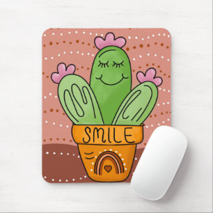 Boho Cactus Smile Niedlich Rainbow Mousepad