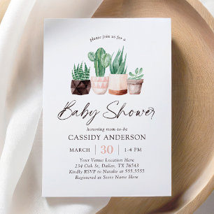Boho Cactus succulent Baby Shower Einladung
