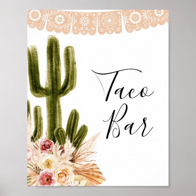Boho Cactus Taco Bar Taco über Liebe-Zeichen Poster (Vorne)