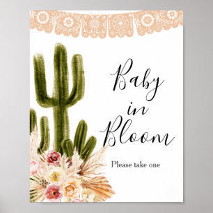 Boho Cactus Taco Bout Baby in Bloom Sign Poster