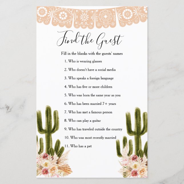 Boho Cactus Taco 'bout Liebe Finden Sie das Gast-S (Vorderseite)