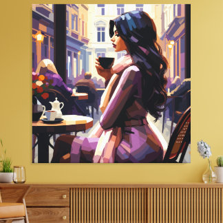 Boho Café Frau Leinwanddruck