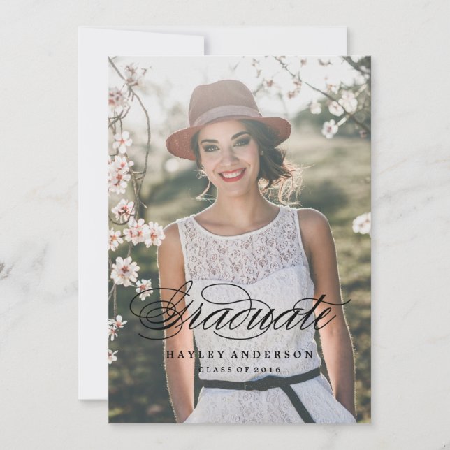 BOHO CALLIGRAHY ABSCHLUSS INVITATION Babypink Einladung (Vorderseite)