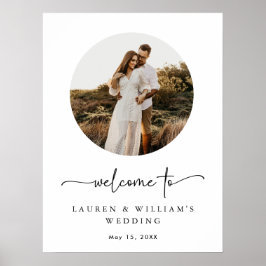 Boho Calligraphy Round Foto Wedding Willkommenszei Poster