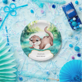 Boho Calm Otter Birthday Pappteller