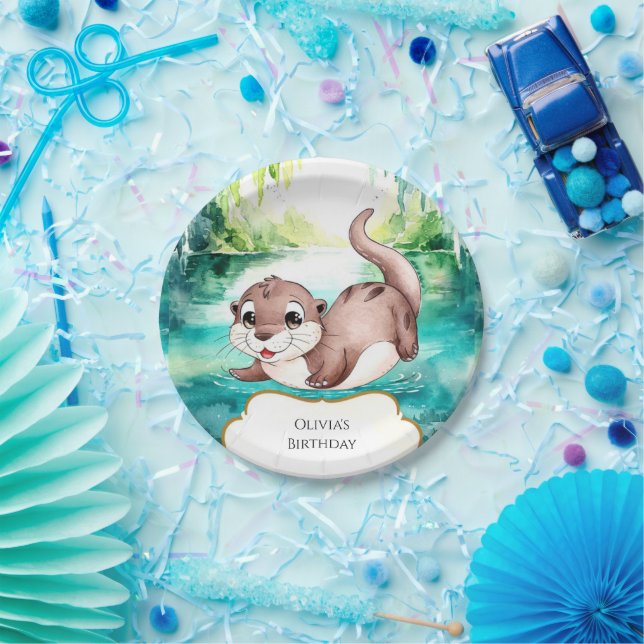 Boho Calm Otter Birthday Pappteller (Party)