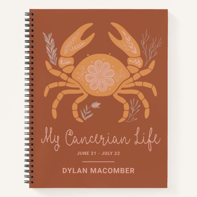 Boho Cancer Zodiac Astrologie Personalisiert Journ Notizbuch (Vorderseite)