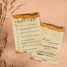 Boho Candle Care Instructions Card Logo hinzufügen