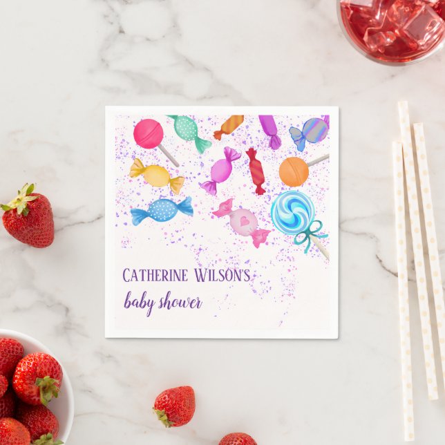 Boho Candy Land Süßigkeiten Lollipops Kinderdusche Serviette (Beispiel)
