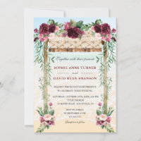 Boho Canopy Burgundy Floral Beach Maui Wedding