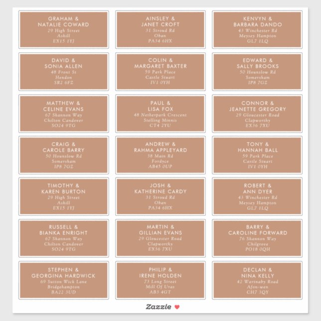 Boho Caramel Mocha Mariage Étiquettes de adresse i (Feuille)